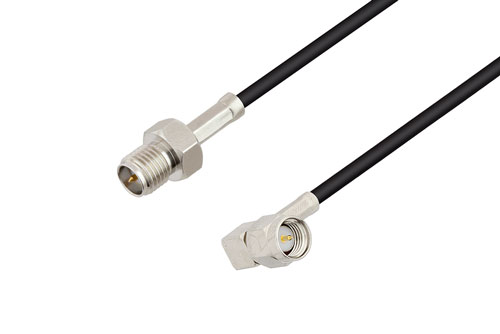Reverse Polarity SMA Jack to SMA Male Right Angle Low Loss Cable Using LMR-100 Coax