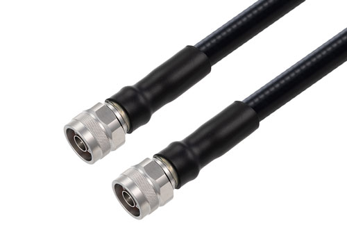 Fire Rated N Male to N Male Low PIM Cable Using SPF-500 Coax With Times Microwave Components , LF Solder