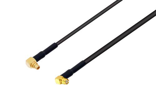 MMCX Plug Right Angle to Push-On SMP Female Right Angle Low Loss Cable Using PE-C100-LSZH Coax with HeatShrink and 270 Deg. Clock