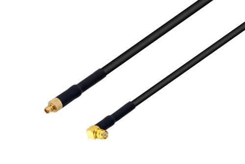 MMCX Plug to Push-On SMP Female Right Angle Low Loss Cable Using LMR-100 Coax with HeatShrink, LF Solder