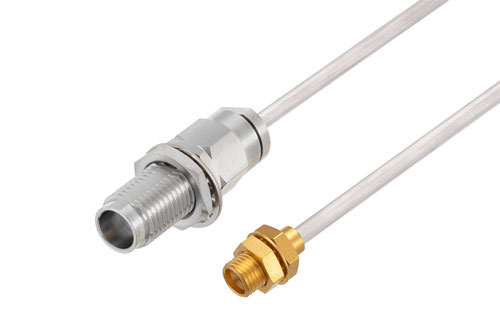 2.4mm Female Bulkhead to Limited Detent SMP Male Bulkhead Cable Using PE-SR405AL Coax