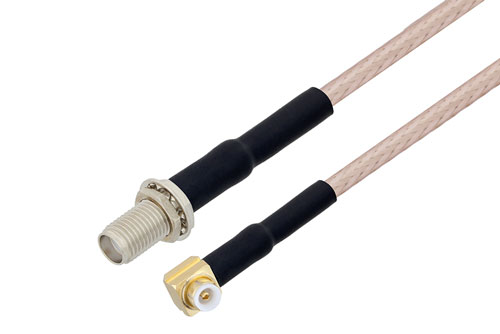 Snap-On MMBX Plug Right Angle to SMA Female Bulkhead Cable Using RG316 Coax