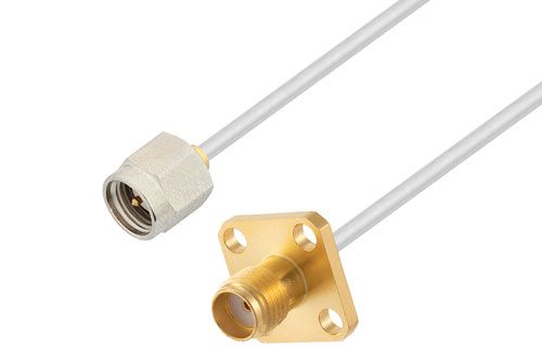 SMA Female 4 Hole Flange to SMA Male Cable Using Tinned RG405 Coax