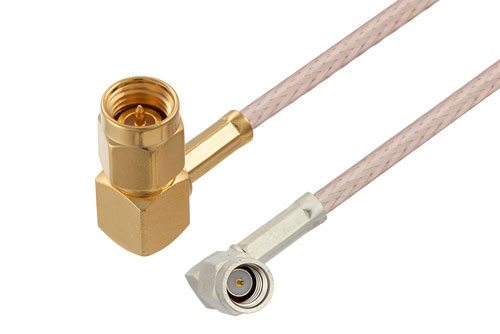 SMA Male Right Angle to SSMA Male Right Angle Cable 24 Inch Length Using RG316 Coax