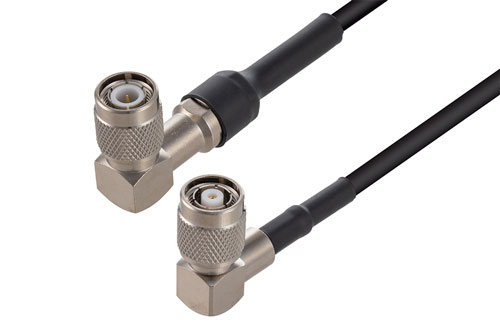 Reverse Polarity TNC Plug Right Angle to TNC Male Right Angle Cable 12 Inch Length Using RG58 Coax with HeatShrink