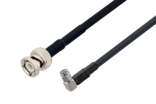 BNC Male to SMA Male Right Angle Low Loss Cable Using LMR-240-UF Coax