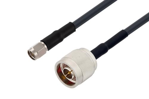 SMA Male to N Male Low Loss Cable Using LMR-195-UF Coax with HeatShrink