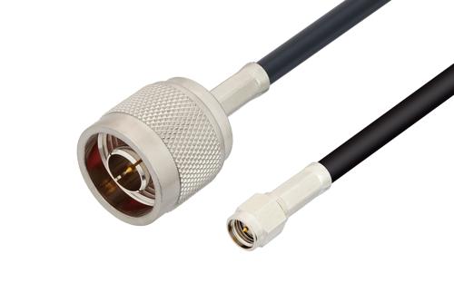 N Male to SMA Male Low Loss Cable Using LMR-195-UF Coax, LF Solder
