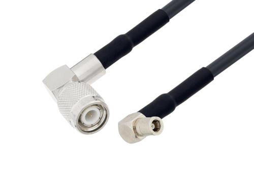 TNC Male Right Angle to SMB Plug Right Angle Low Loss Cable Using LMR-195-UF Coax with HeatShrink