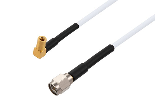 SSMB Plug Right Angle to SMA Male Cable Using RG188-DS Coax , LF Solder