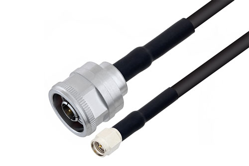 N Male to SMA Male Cable Using 53 Ohm RG55 Coax with HeatShrink