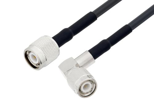 TNC Male to TNC Male Right Angle Low Loss Cable Using LMR-195-UF Coax with HeatShrink