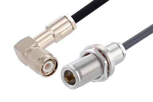 TNC Male Right Angle to N Female Bulkhead Cable Using RG58 Coax