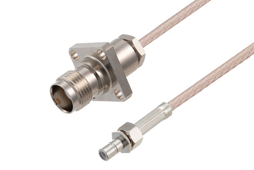 TNC Female 4 Hole Flange to SMB Jack Cable Using RG316-DS Coax , LF Solder
