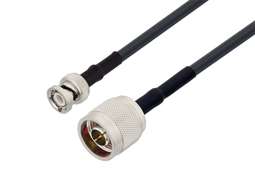 N Male to BNC Male Cable Using LMR-195-UF Coax with HeatShrink