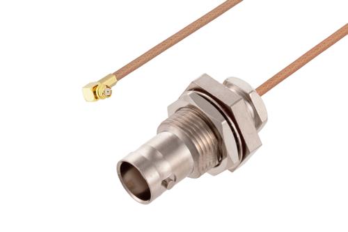SMP Female Right Angle to BNC Female Bulkhead Cable Using RG178 Coax