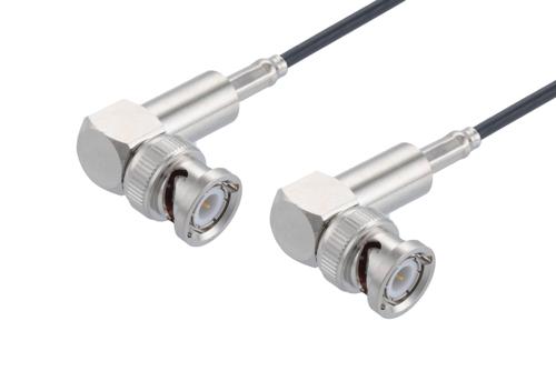 BNC Male Right Angle to BNC Male Right Angle Low Loss Cable Using LMR-100A-UF Coax