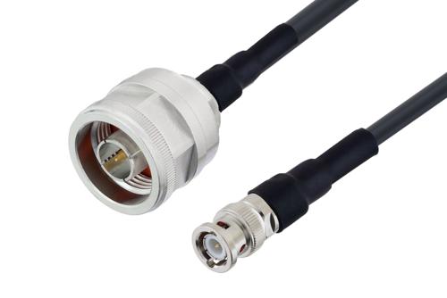 N Male to BNC Male Low Loss Cable Using LMR-240 Coax with HeatShrink