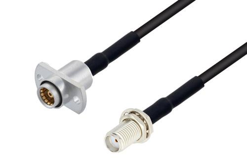 Slide-On BMA Jack 2 Hole Flange to SMA Female Bulkhead Low Loss Cable Using LMR-100 Coax with HeatShrink
