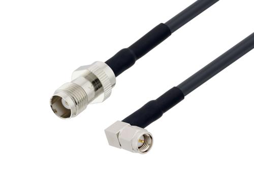 TNC Female to SMA Male Right Angle Low Loss Cable Using LMR-195 Coax with HeatShrink