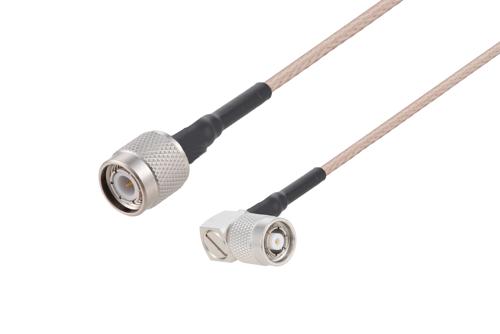 TNC Male to TNC Male Right Angle Cable Using RG316-DS Coax with HeatShrink