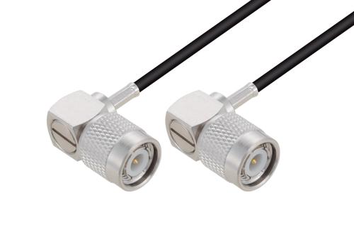 TNC Male Right Angle to TNC Male Right Angle Low Loss Cable Using LMR-100A-UF Coax