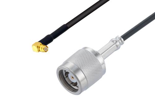 Reverse Polarity TNC Plug to Push-On SMP Female Right Angle Low Loss Cable Using PE-C100-LSZH Coax, LF Solder