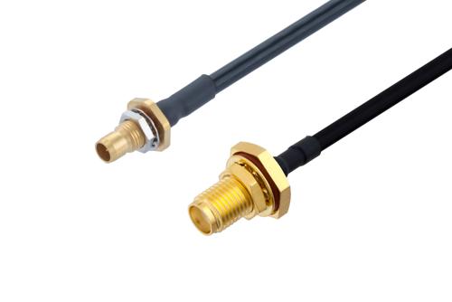 SMA Female Bulkhead to Slide-On BMA Plug Bulkhead Cable Using PE-SR402FLJ Coax