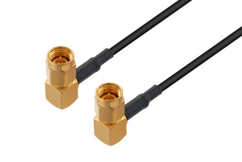 SMA Male Right Angle to SMA Male Right Angle Low Loss Cable Using PE-C100-LSZH Coax with HeatShrink