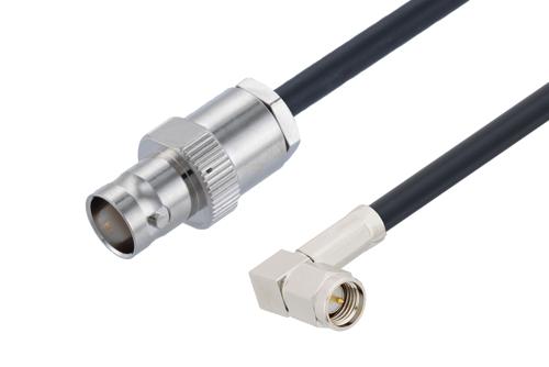 SMA Male Right Angle to BNC Female Low Loss Cable Using LMR-195 Coax