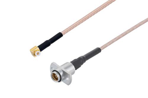 Snap-On MMBX Plug Right Angle to Slide-On BMA Jack 2 Hole Flange Cable Using RG316 Coax with HeatShrink