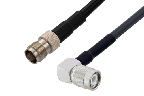 TNC Female to TNC Male Right Angle Low Loss Cable Using LMR-240 Coax with HeatShrink