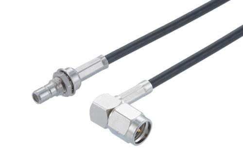 SMA Male Right Angle to SMB Jack Bulkhead Low Loss Cable Using LMR-100A-UF Coax