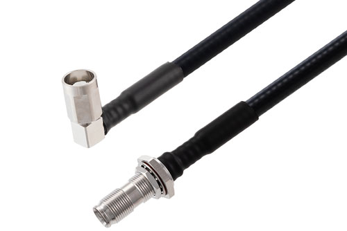 NEX10 Male Right Angle to NEX10 Female Bulkhead Low PIM Cable Using SPO-250 Coax