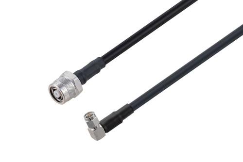 Reverse Polarity TNC Plug to SMA Male Right Angle Low Loss Cable 24 Inch Length Using LMR-240 Coax with HeatShrink