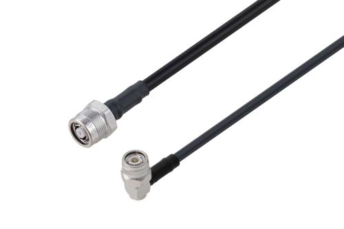 Reverse Polarity TNC Plug to TNC Male Right Angle Low Loss Cable Using LMR-240 Coax with HeatShrink