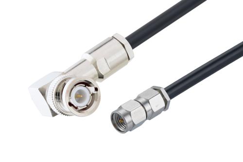 BNC Male Right Angle to SMA Male Cable Using RG58 Coax