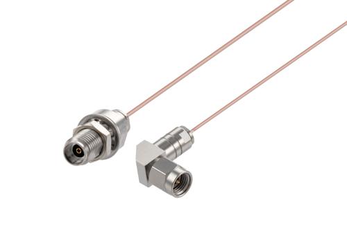 2.92mm Female Bulkhead to 2.92mm Male Right Angle Cable Using PE-034SR Coax