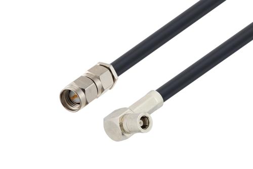 Fire Rated SMA Male to SMB Plug Right Angle Low Loss Cable Using LMR-195-FR Coax