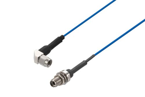2.92mm Male Right Angle to 2.92mm Female Bulkhead Cable Using PE-P047 Coax