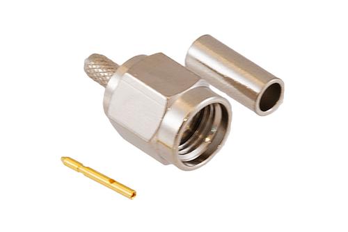 SMA Male Connector Crimp/Solder Attachment for RG174, RG316, RG188, LMR-100, PE-B100, PE-C100, .100 inch
