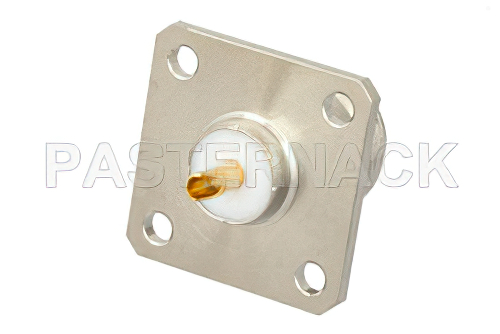 N Female Connector Solder Attachment 4 Hole Flange Mount Solder Cup Terminal, .718 inch Hole Spacing