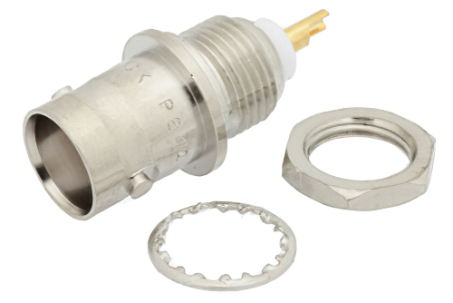 BNC Female Bulkhead Mount Connector Solder Attachment Solder Cup Terminal, .410 inch D Hole