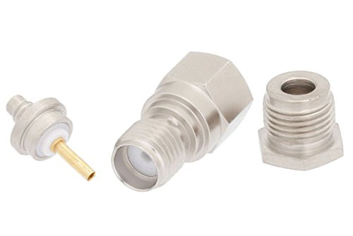 SMA Female Connector Clamp/Solder Attachment for RG316, RG174, RG188, PE-B100, PE-C100, 0.100 inch, LMR-100