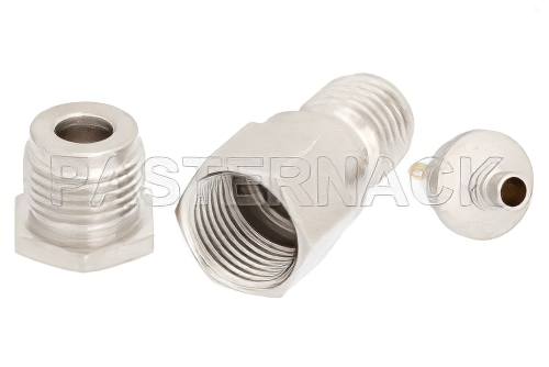 SMA Female Connector Clamp/Solder Attachment for RG316, RG174, RG188, PE-B100, PE-C100, 0.100 inch, LMR-100