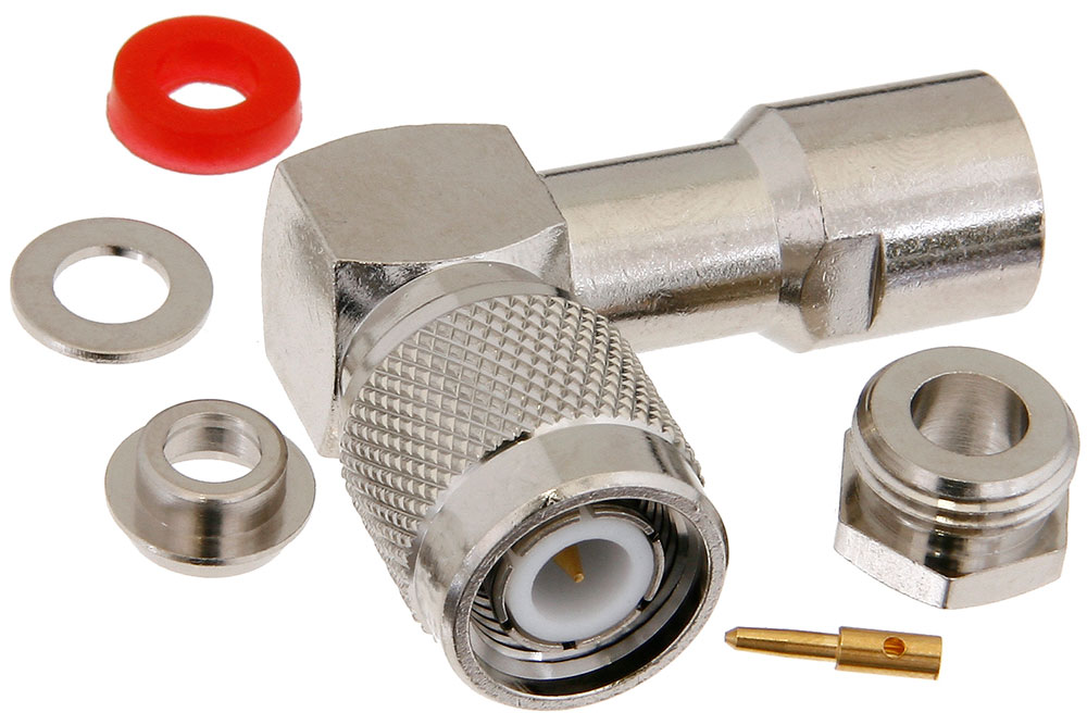 TNC Male Right Angle Connector Clamp/Solder Attachment for RG58, RG55, RG141, RG142, RG223, RG400, RG303, PE-C195, PE-P195, LMR-195