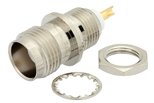 TNC Female Bulkhead Mount Connector Solder Attachment Solder Cup Terminal, .410 inch D Hole