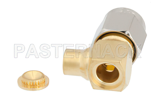 SMA Male Right Angle Connector Solder Attachment for PE-SR402AL, PE-SR402FL, PE-SR402FLJ, PE-SR402TN, RG402