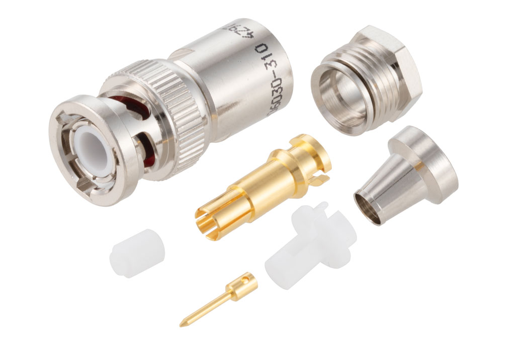 75 Ohm TRB Plug 1553 Connector Crimp/Solder Attachment for TRC-50-2, TRC-75-2, Belden 9222,