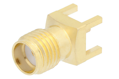 SMA Female Connector Solder Attachment Thru Hole PCB, .201 inch x .059 inch Hole Spacing